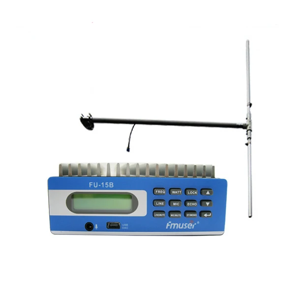 
FMUSER FU-15B 15 Вт FM трансмиттер FM эксситер 88 МГц-108 МГц + DP100 1/2 волновая дипольная антенна 