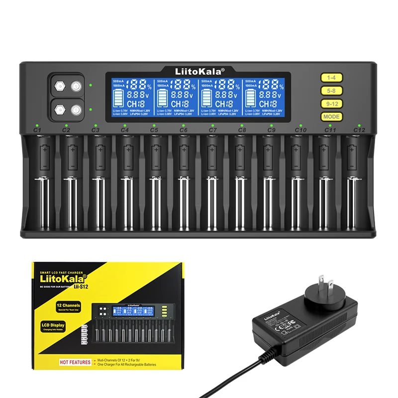 Liitokala Lii-S12 12 Slot Smart Battery Charger - Versatile