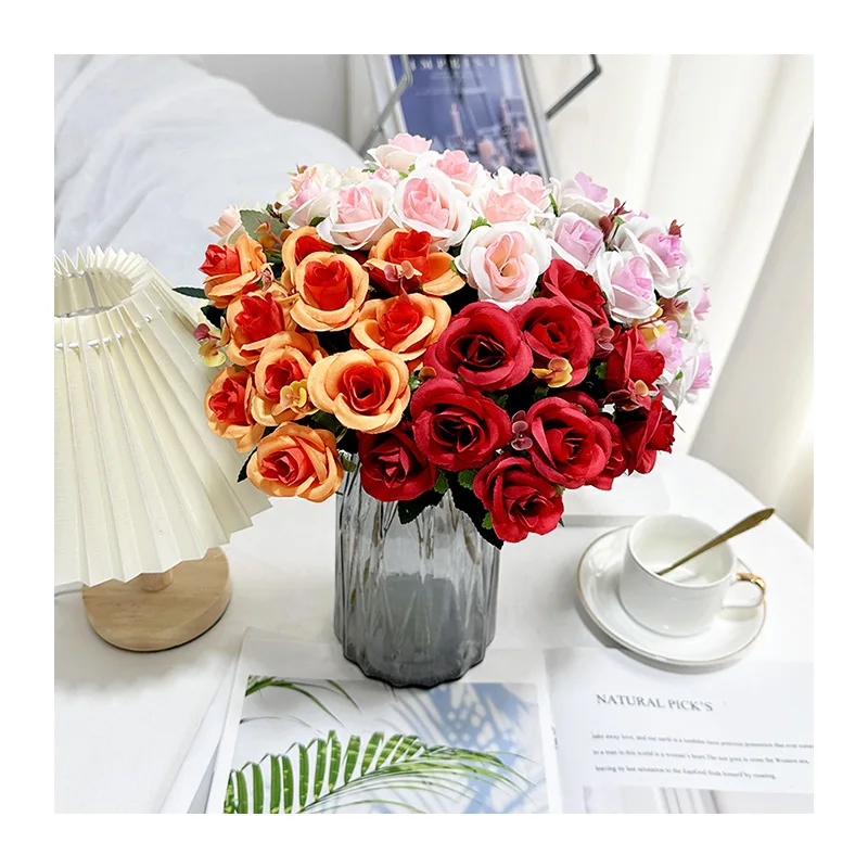 MeiLi 10 Heads Eucalyptus Rose Artificial Rose Bouquet QYY-724 New Products Versatile Cost-effective Home Party Decoration