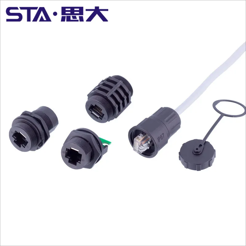 IP67 CAT5a CAT6a Ethernet Connector RJ45 Rear Fastened Front Panel Mount Double Female RJ45 Coupler