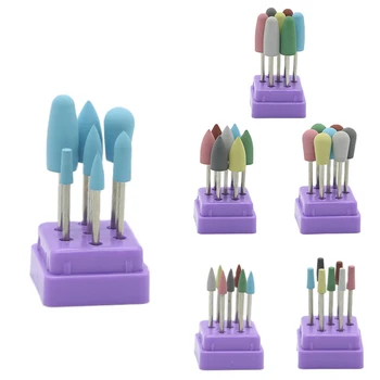 7Pcs/Set Rubber Silicon Nail Drill Bit Milling Cutter For Manicure Pedicure Rotary Grinder Cuticle Tool Nail Art Accessory