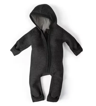 Baby Boiled Wool Jumpsuit Merino Wool Jumpsuit with Hood and Front Zipper Boiled Wool Fleece Romper Overalls for Toddlers
