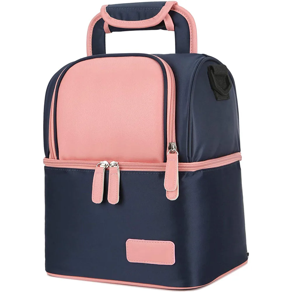 Insulated Waterproof Thermal Double Compartment Soft Ice Baby Bottles Breastmilk Cooler Bag
