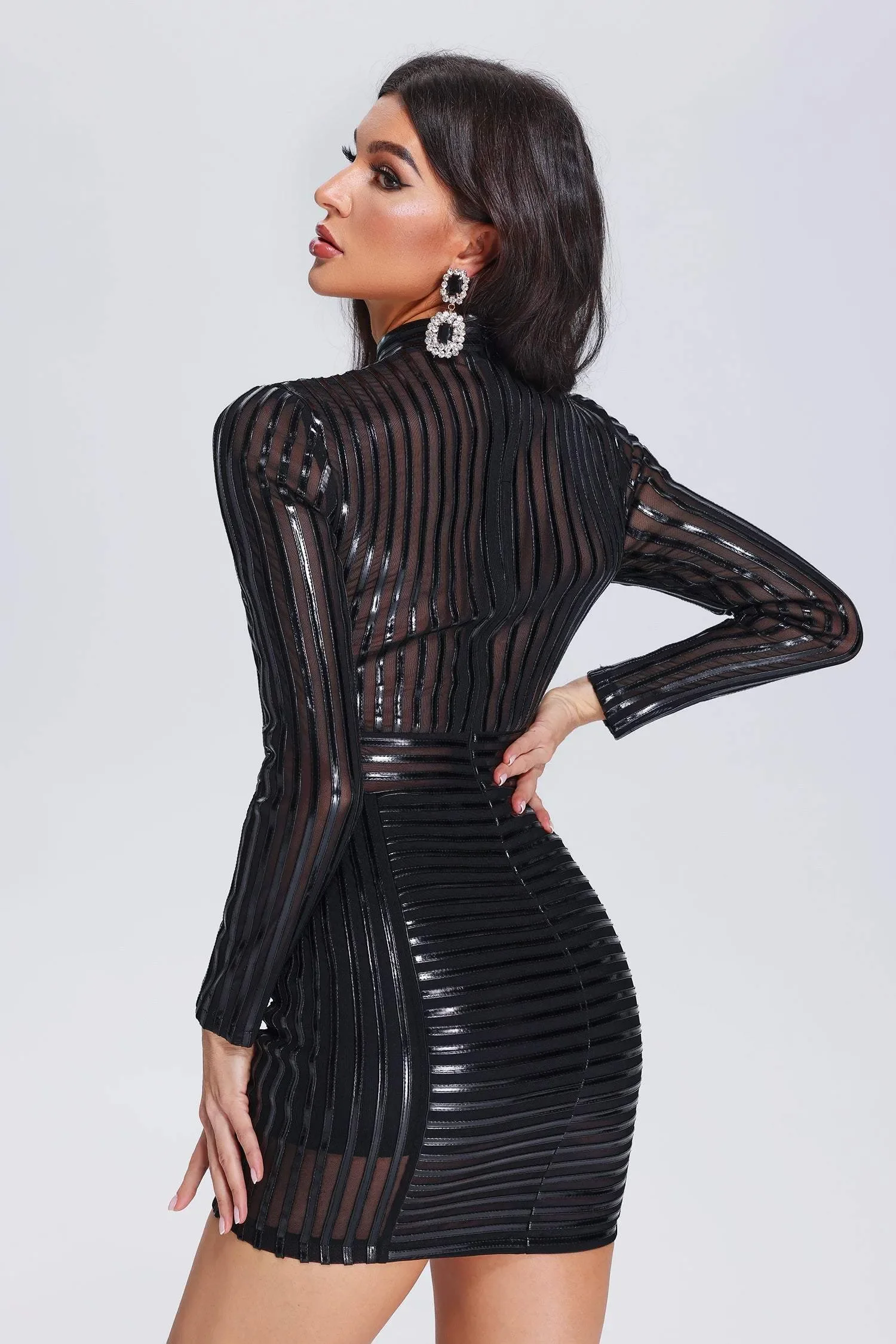 Shop LS2360 Luxury Dress - Elegant Mini Leather Party Dress Shop LS2360 Luxury Dress - Elegant Mini Leather Party Dress