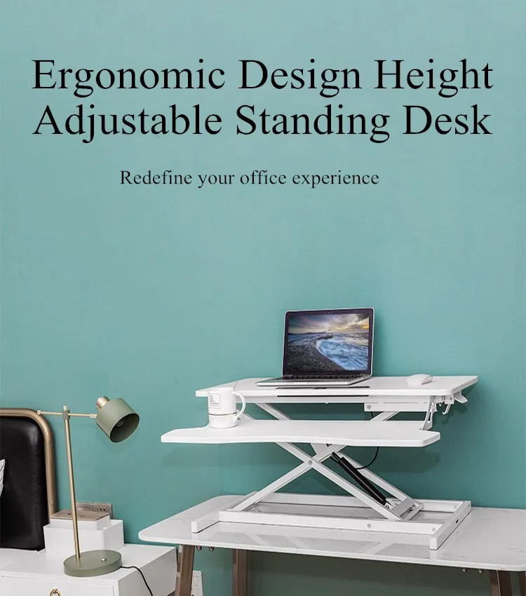 Height Adjustable Gas Spring Computer Lifting Stand up Standing Desk on Desktop