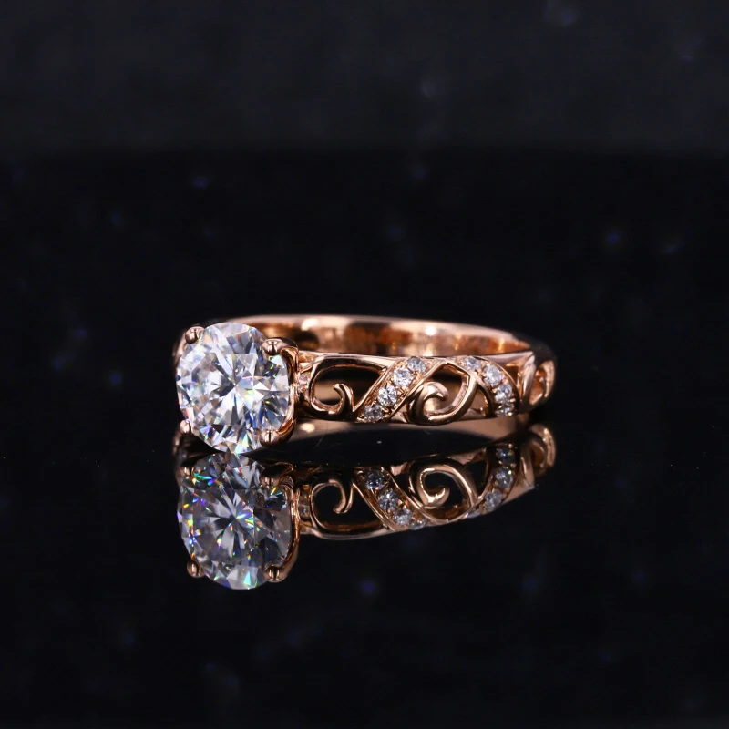 Stargems Pattern Hollow Design Real 9k 10K 14K 18K Yellow White Rose Gold Diamond Ring