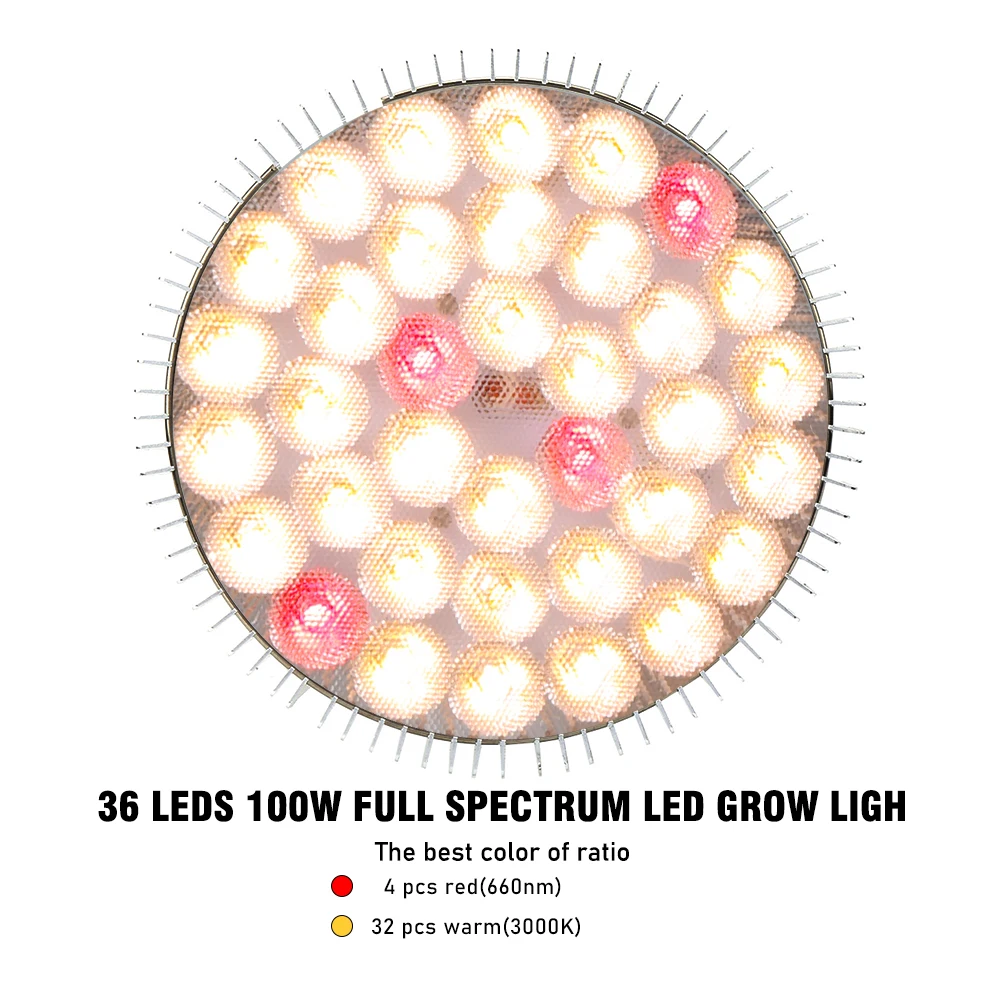 Sinjia 100w E27 36pcs Smd3030 Warm White Led Grow Light For Indoor
