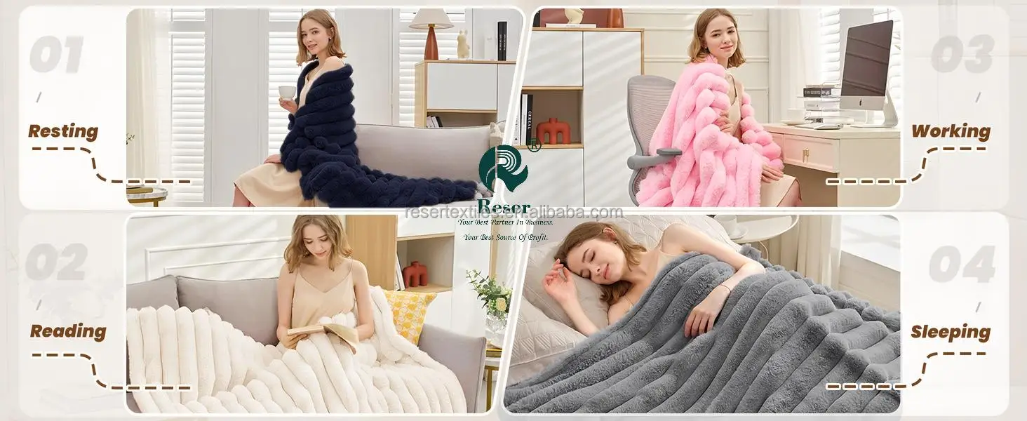 Wholesale Faux Fur Throw Blanket European & American Style Solid Soft Plush Thick Luxury Versatile for Living Room Bedroom