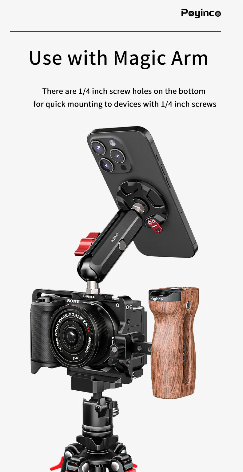 Magnetic Phone Tripod Mount Adapter with Magnetic Ring & 1/4" Screw Hole for Ball Head / Tripod / Microphone / Monopod supplier