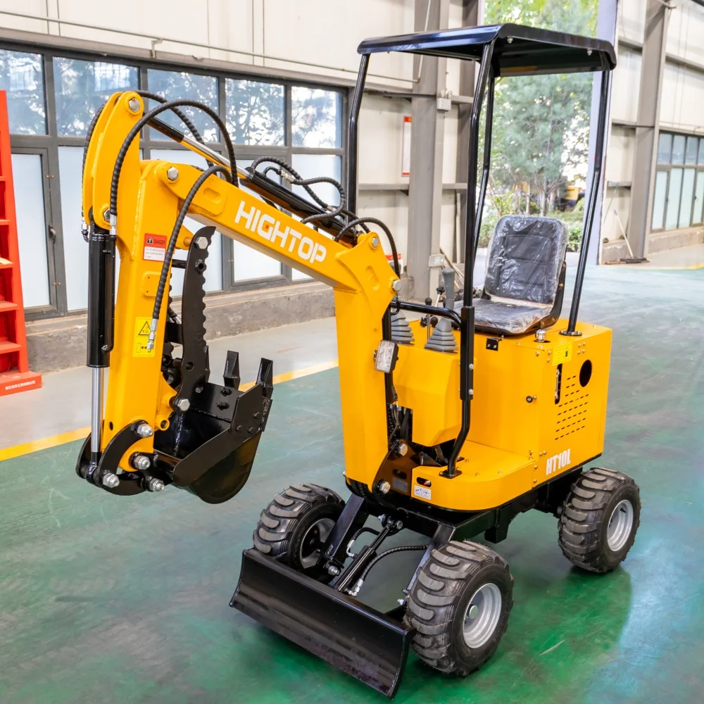 başparmaklı 1000kg Hidrolik Tekerlekli Ekskavatör, EPA Motorlu 1 Ton Mini Ekskavatör Satılık