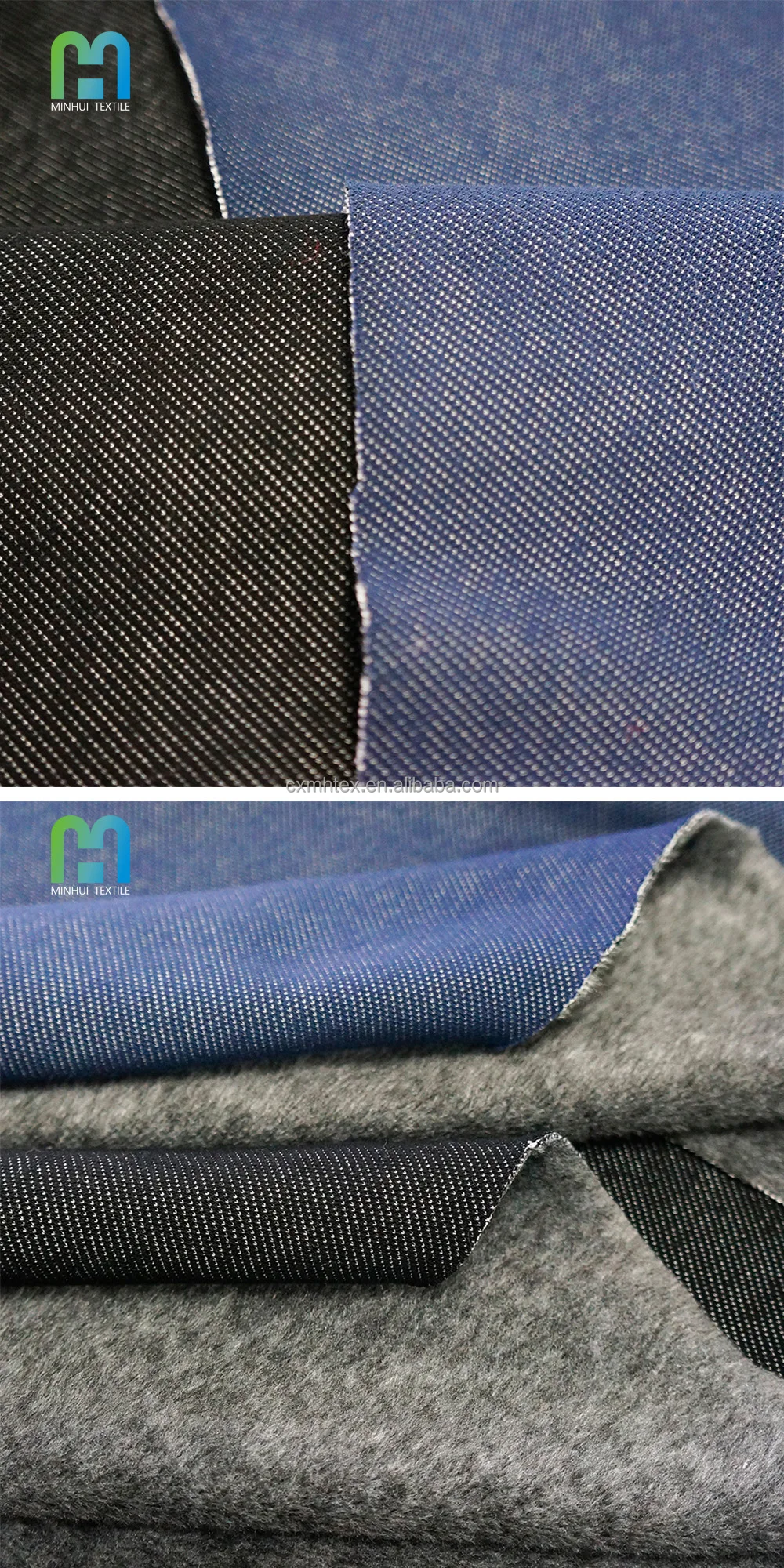 Microvelour Dig Winning Product 2024 Lateral Tensile Custom Denim Fabric Brushed Fleece ...