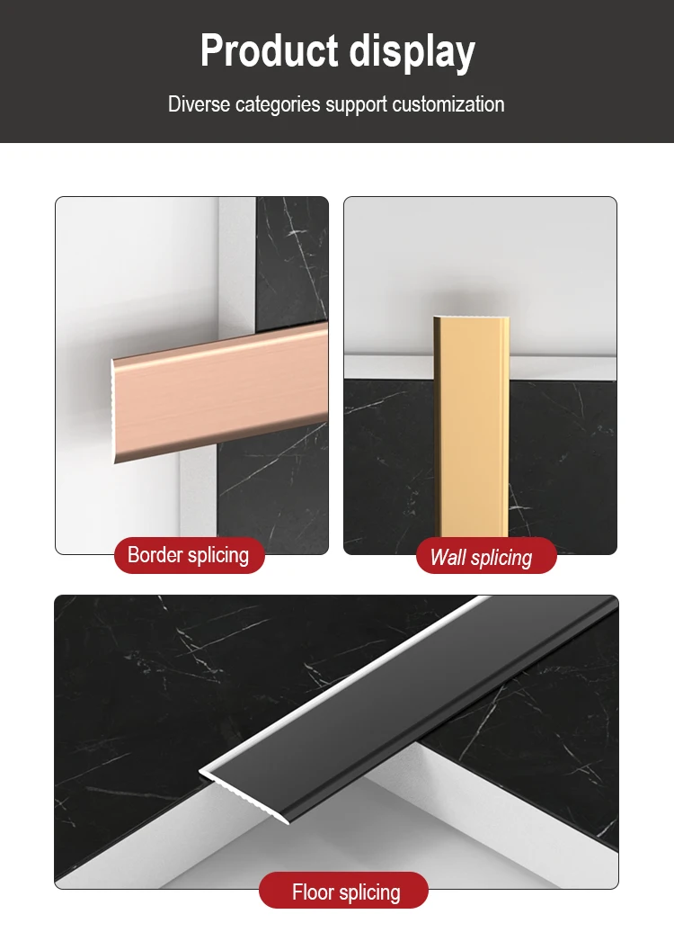 New Factory Directly Metallic waterproof Decoration aluminum stair parts edge trim Self Adhesive Trim Strips For Wall details