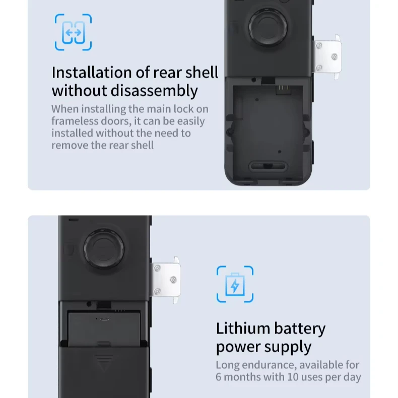 Easy Installation Unlock by Fingerprint Face Recognition Password Remote Phone Glass Deadbolt Door Tuya Smart Lock