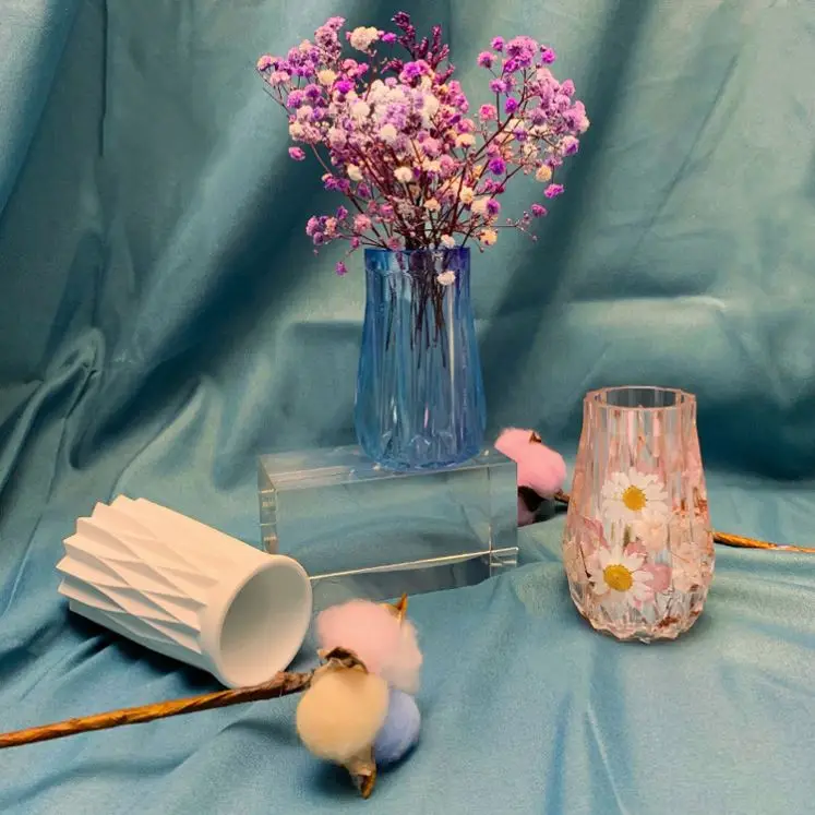 BRICOLAGE argile ciment silicone moule en silicone créatif géométrique polygone béton pot de fleurs vase décoration de bureau moule en silicone 