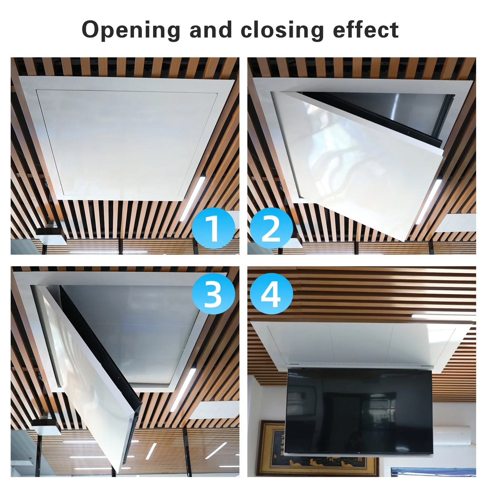 JGST OEM/ODM Retractable Hidden Fold Down Tv Mount Ceiling Drop Down Motorized Tv Lift Stand Mechanism with Remote Control