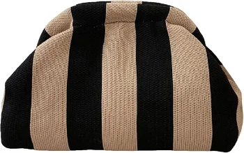 Stripe Women's Colorblock Clutch Handbags Casual Crochet Bag Small Purse