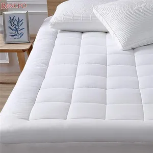 Cooling Breathable Fluffy Soft Mattress Pad 100%bamboo Quilted Bed Mattress Topper With Deep Pocket Elastic Bottom