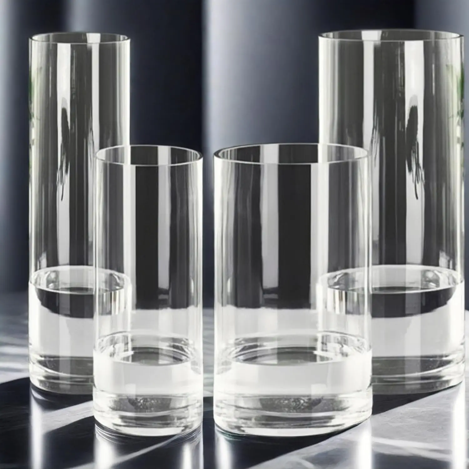 4pcs Unbreakable Acrylic Clear Cylinder Vases - Tall Hydroponic