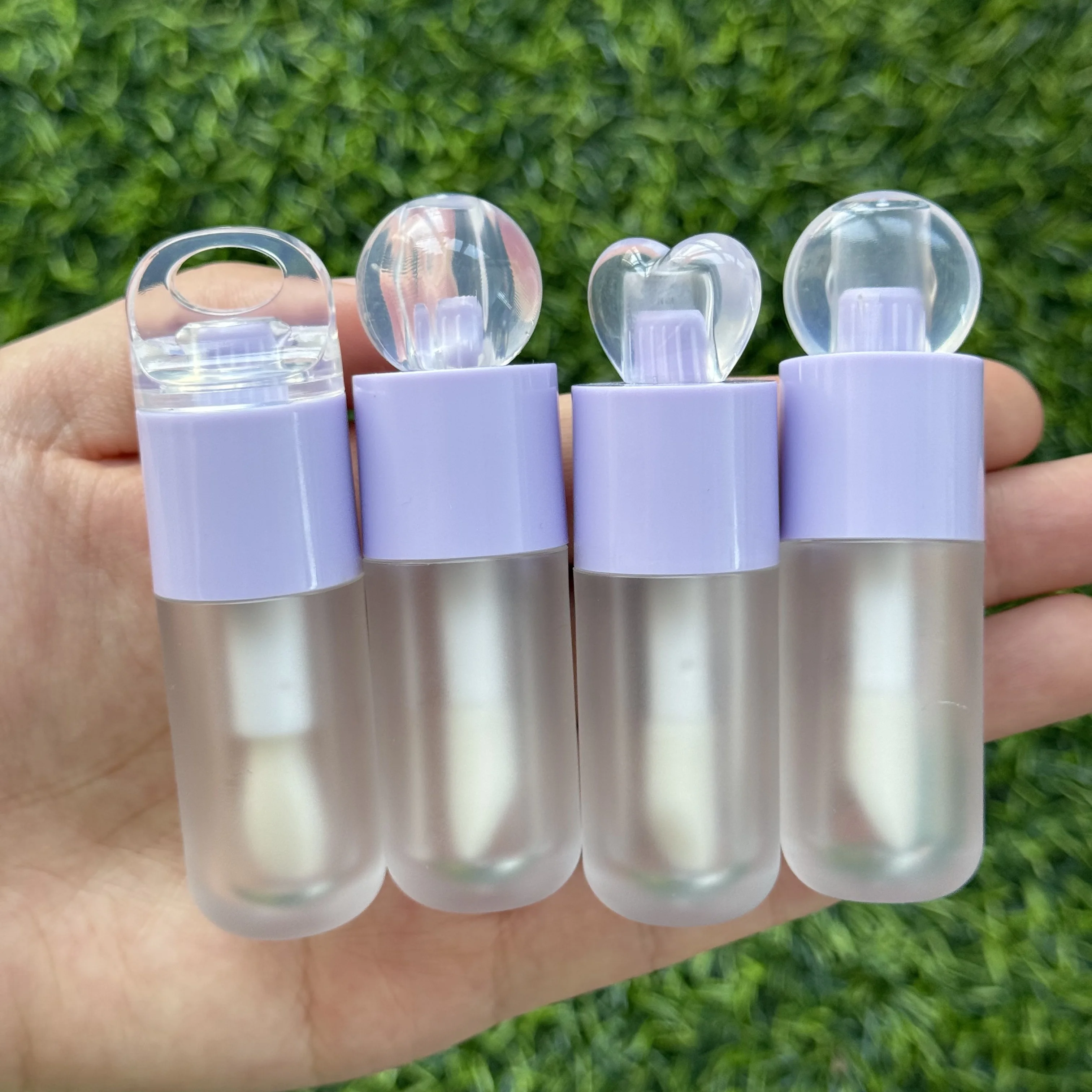 5ml Empty Frosted Lip Gloss Bottle Tubes with Big Brush Lipgloss Tube love Shape Head Cosmetics Packaging