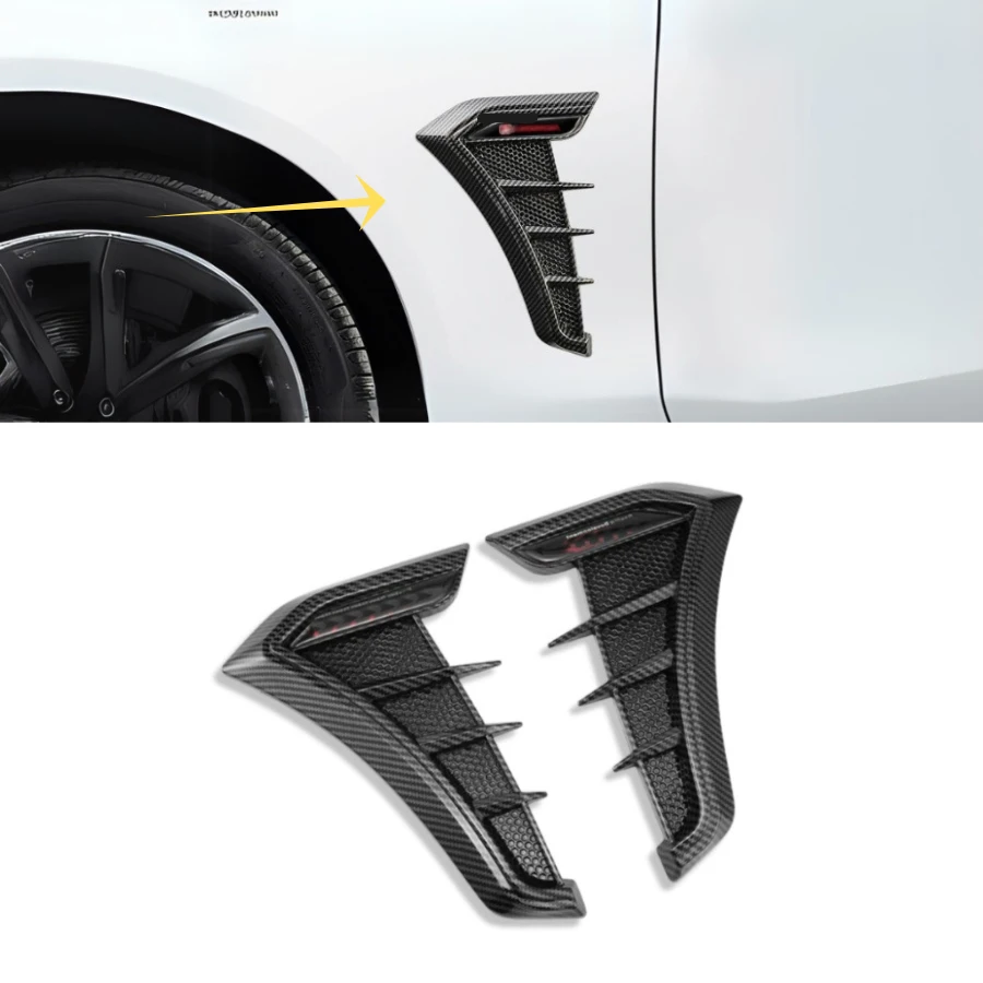 TIYPEOR Car Simulation Shark Gills Side  Air Vents Modified Car Side Stickers Fender Body Decoration Hood Hood Universal