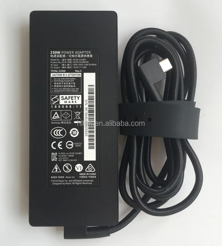 Genuine 19.5V 11.8A 230W ac adapter for Razer Blade Pro 17 Power Adapter  Charger RC30-024801