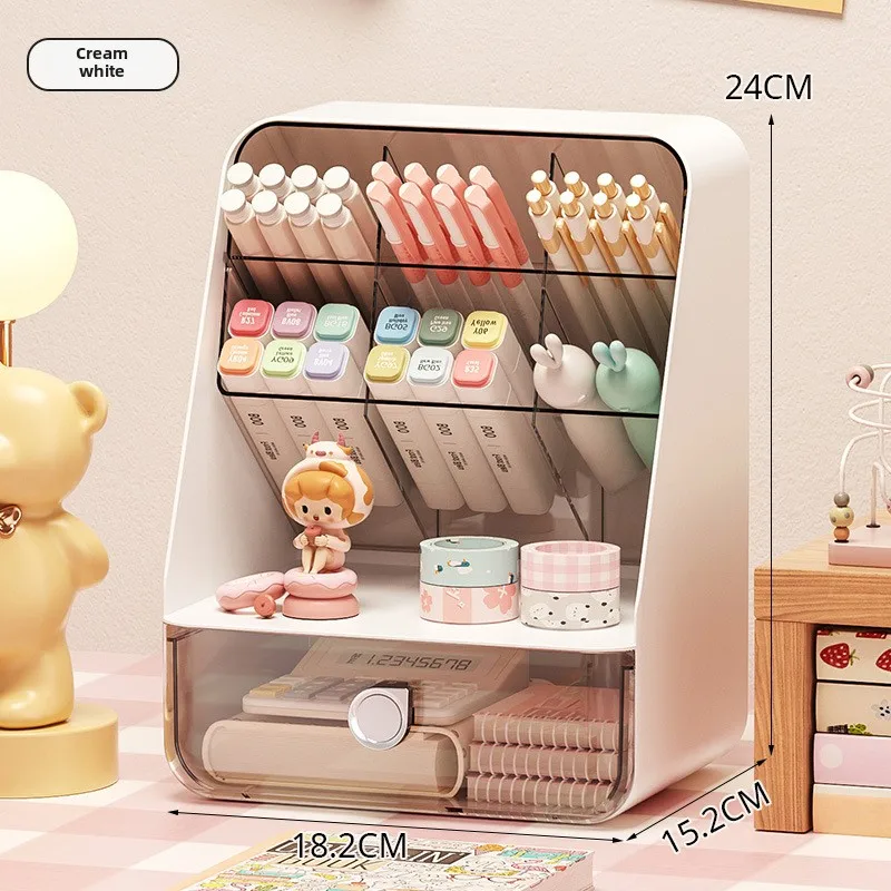 Single-Tier Desktop Storage Box Drawer Slanted Organizer Shelf for Living Room Injection-Molded Plastic Cosmetic Makeup Style