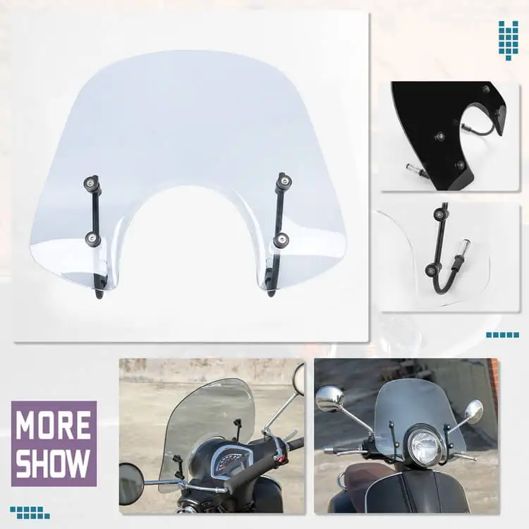 XXUN Motorcycle Windshield Windscreen Wind Deflector for Piaggio Vespa GTS250 GTS300 All Years