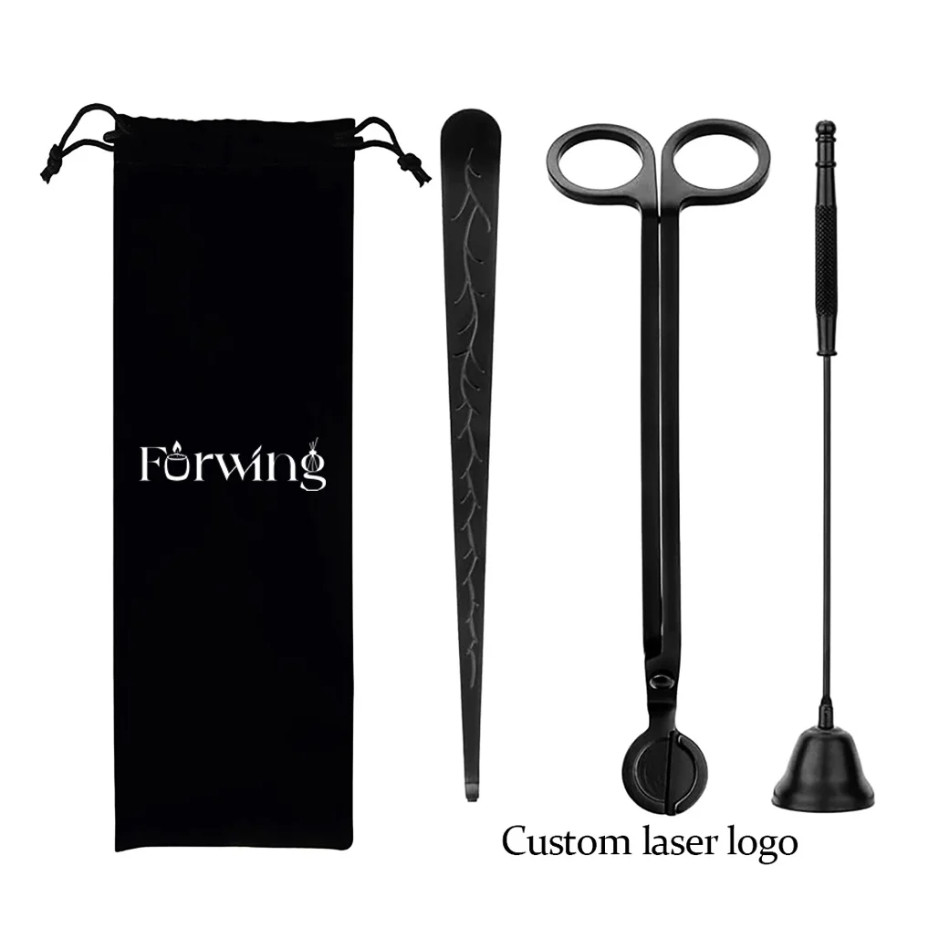 3 in 1 Candle Accessory Set Custom Laser Logo Candle Wick Trimmer Snuffer Wick Dipper For Candle Making With Gift Packing