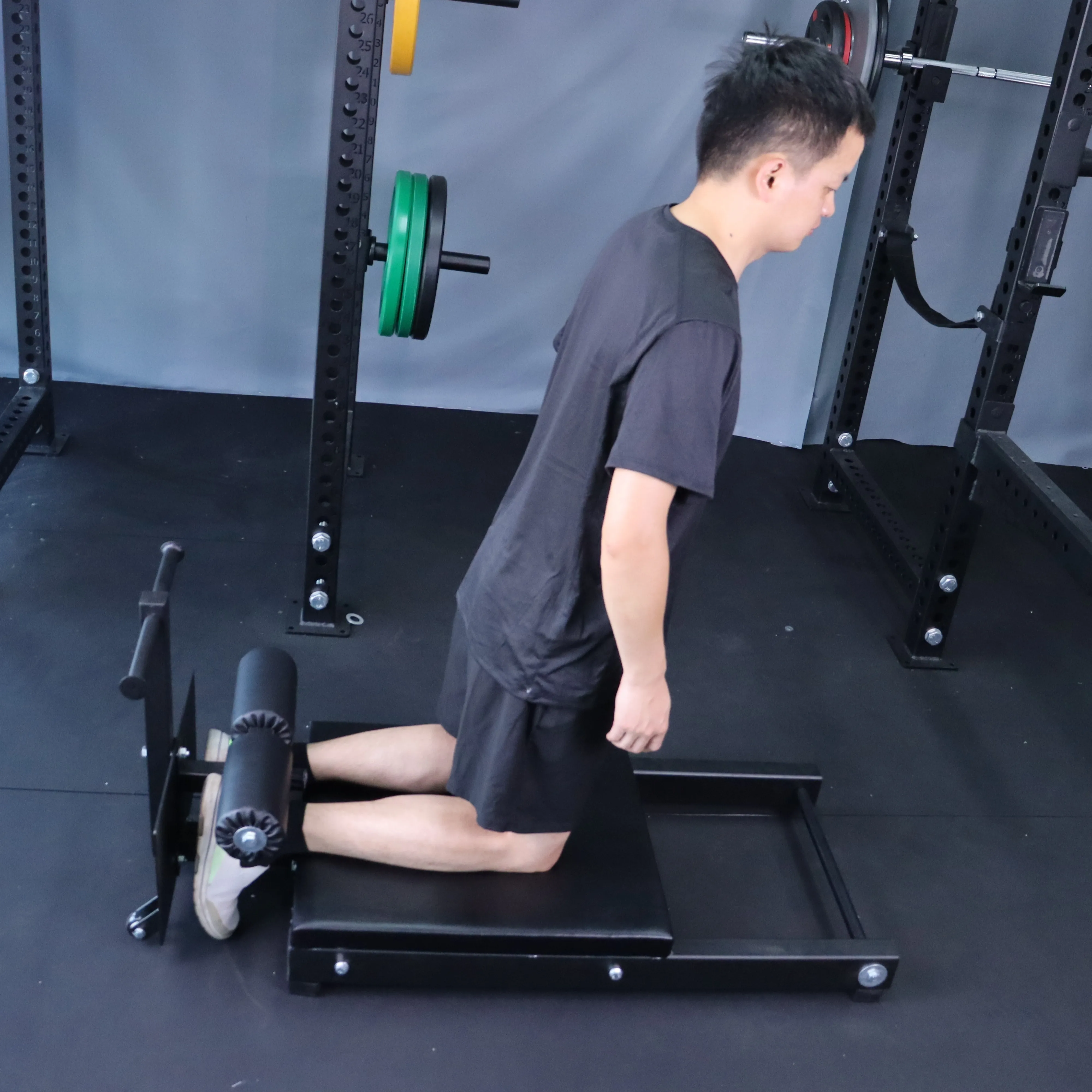 Compact Nordic Curl Floor Glute Bench with Wheels - Perfect for Gyms & Home Workouts