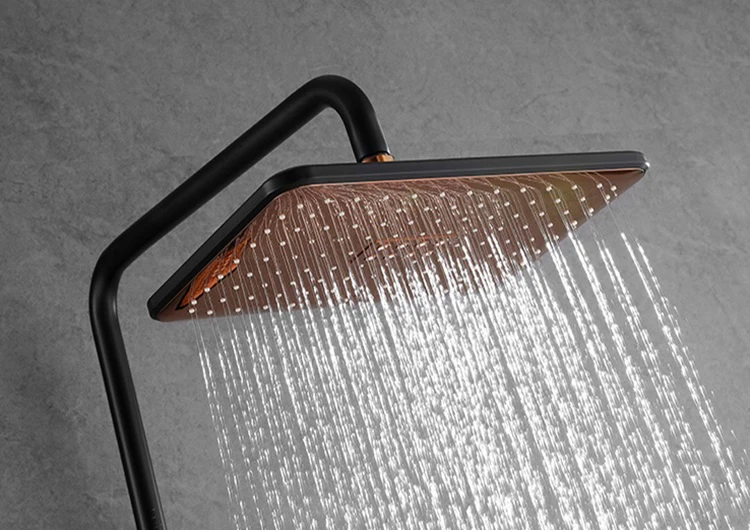 Juego de mezclador de ducha de lluvia fría y caliente de tres funciones para baño