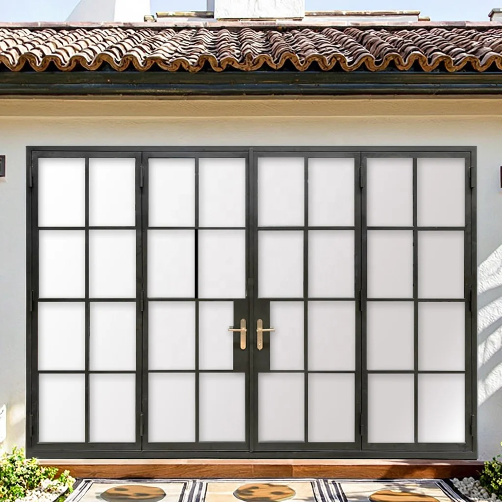 Modern Style Commercial Bifolding Fireproof Soundproof Glass Steel Doors with Finished Surface for Mall Entry Villa Application manufacture