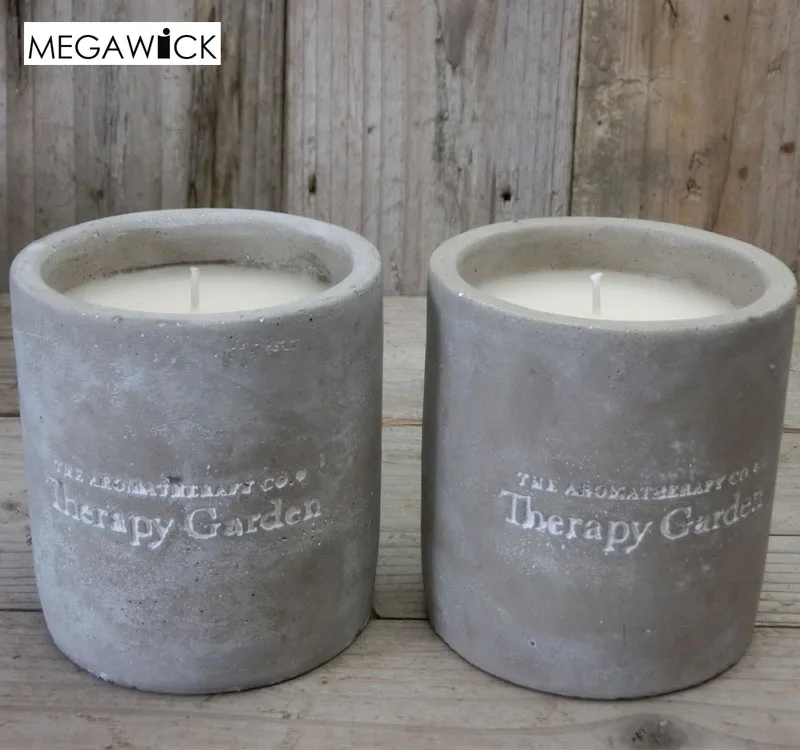New Arrival Cement Candle Container Engraved Logo;empty Concrete Candle