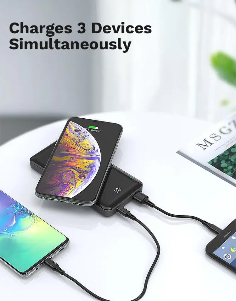 Hot Selling Electronics 10000mAh 18W Fast Charging qi Compatible Wireless Portable Charger Mirror Power Bank Portable Wireless Charger Power bank PD 3.0 18W & QC 3.0 18W Fast Charging Digital Display Qi Wireless Power Bank 10000mAh