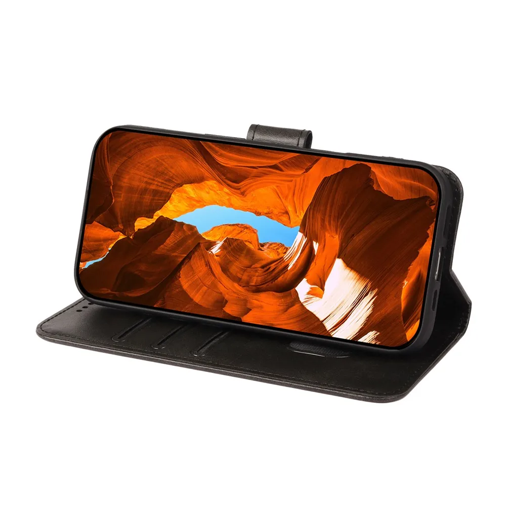 product calf texture leather wallet case for samsung galaxy a17 5g magnetic flip cover with stand  card pockets-2