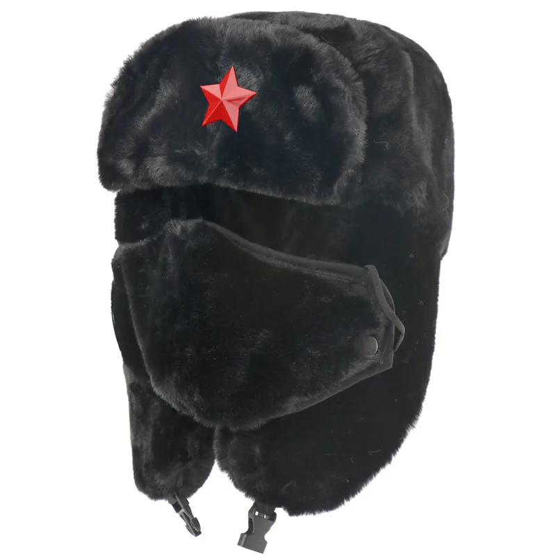 Russian Soviet Hats Artificial Rabbit Fur Ushanka Winter Cold Weather Hat for Men with Soviet Red Star Alibaba