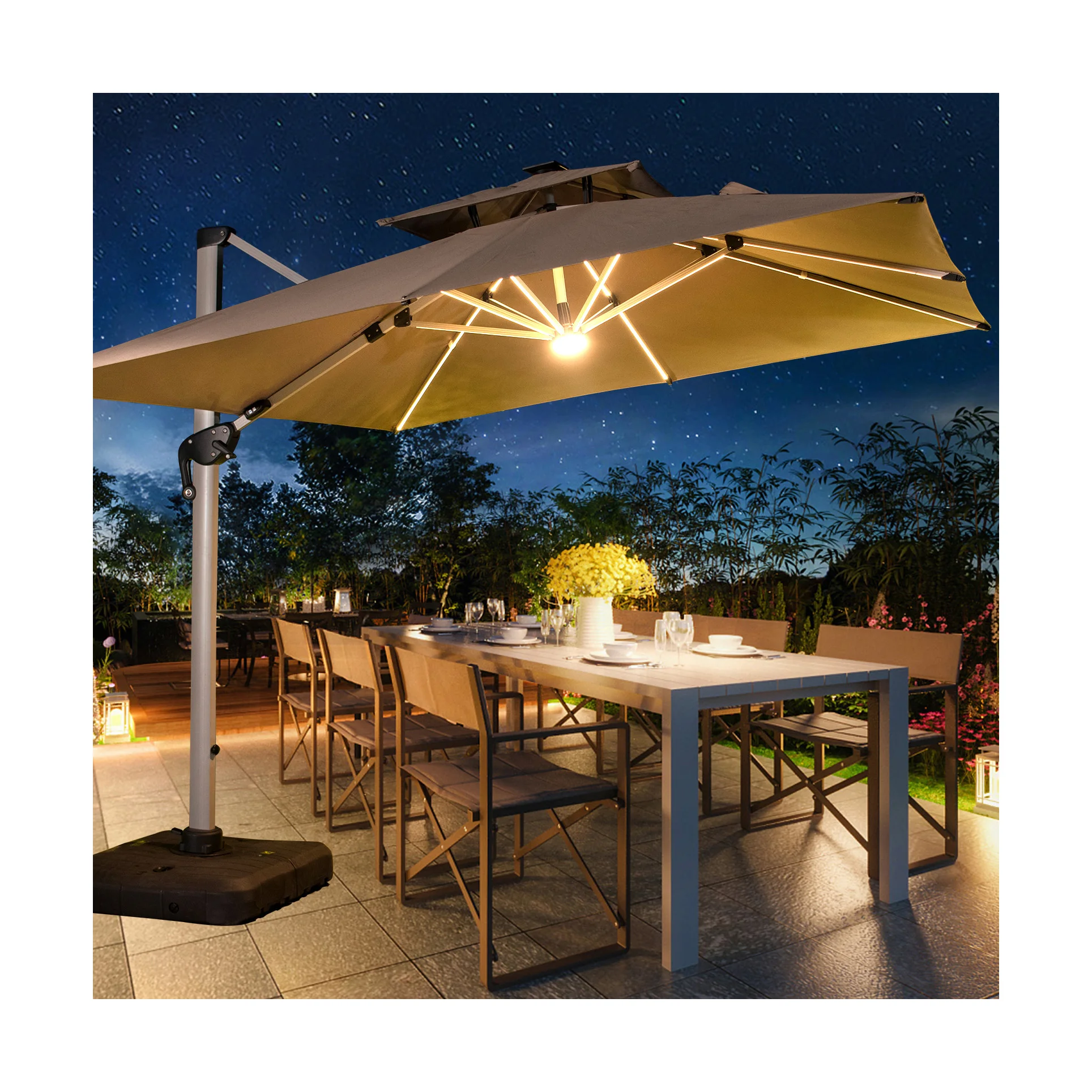 cheap patio umbrellas wholesale Factory Price Wholesale Luxury Restaurant Big Size Garden Solar Parasol  Umbrella Patio Umbrellas & Bases
