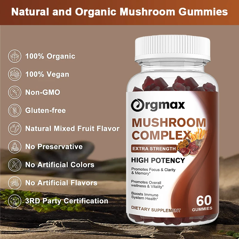 10 in 1 Natural Organic Ingredient Mushroom Complex Delicious Gummies Dietary Supplements