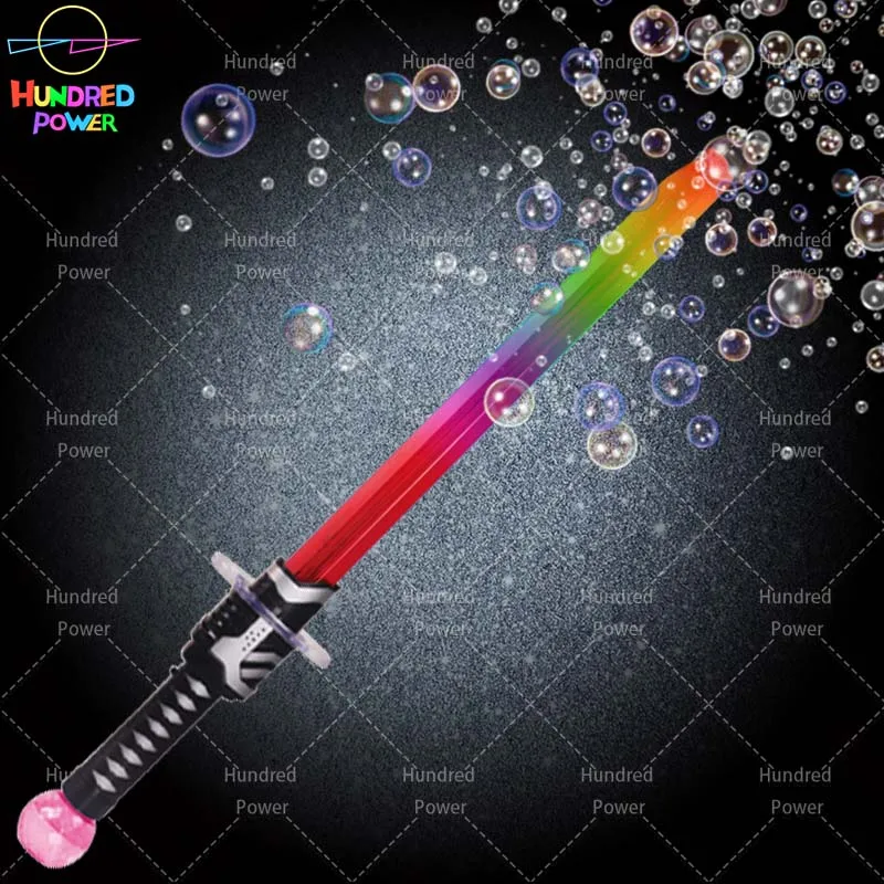 Electric LED Flashing Light Bubble Magic Wand Toy With Two Bubble Water Music Light up Bubble Sword