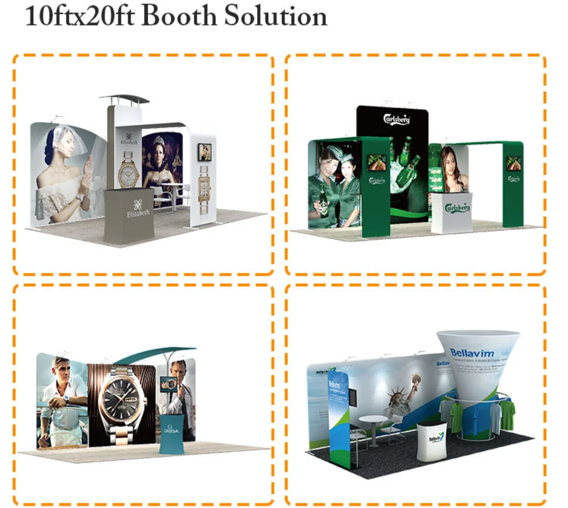 Portable new design aluminum reusable custom exhibit tradeshow display bacdrops exhibition trade show booth