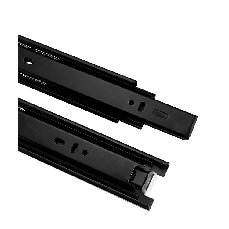 wholesale kitchen hardware cabinet drawer rail black triple full extension ball bearing telescopic channel drawer slide