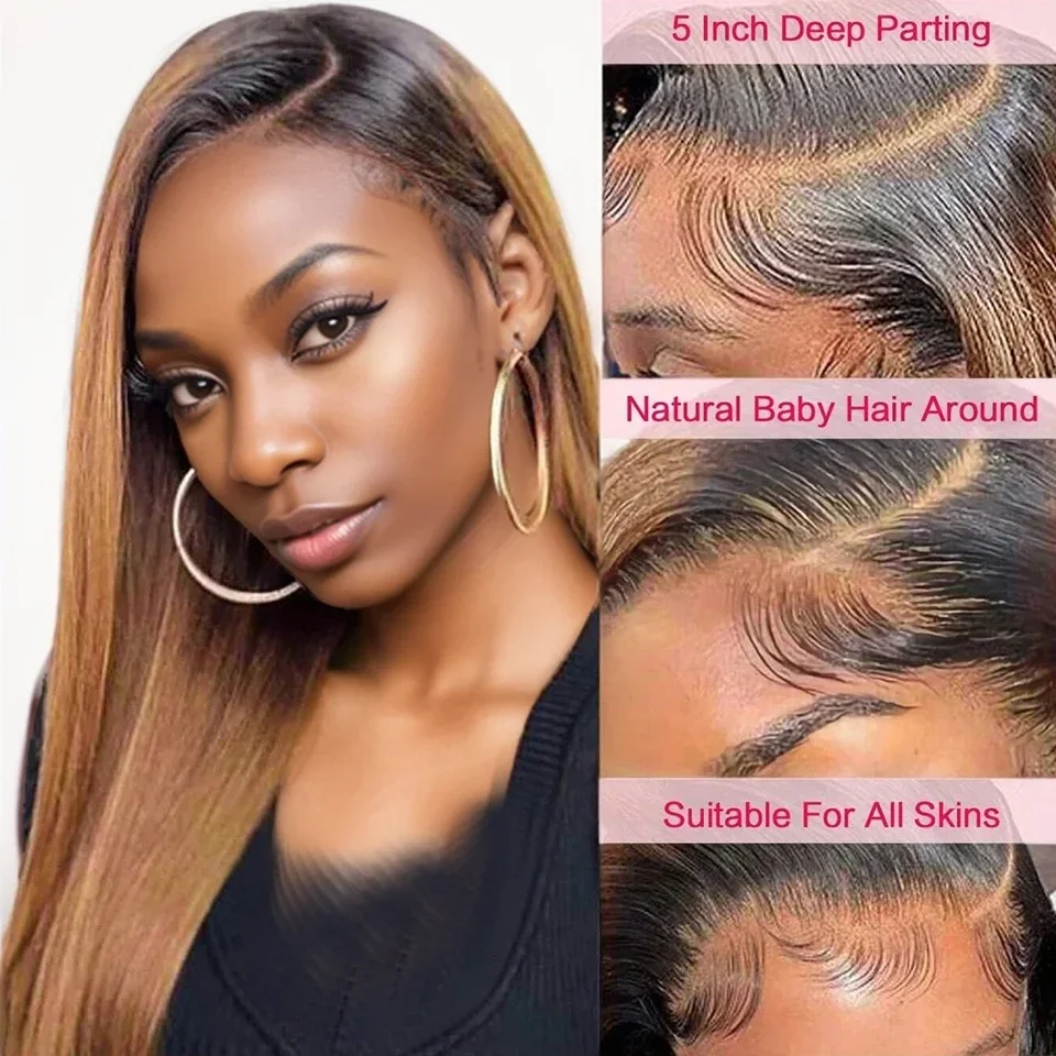 T1B/30 taisni ombre mežģīņu parūkas 13x1 5x1 T daļa Brazīlijas 250% frontālie cilvēka mati sievietēm Remy mati_voghion.com