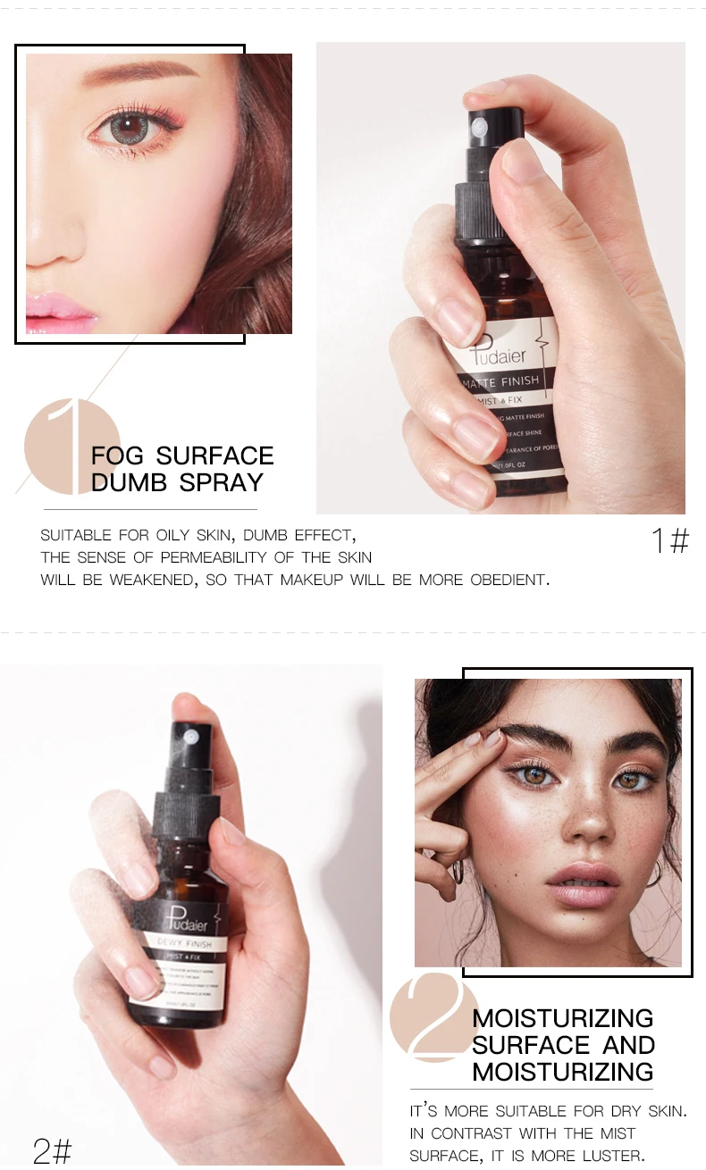Pudaier Quick-dry Matte Makeup Setting Spray Private Label Long Lasting Oil Control Fix Makeup Spray