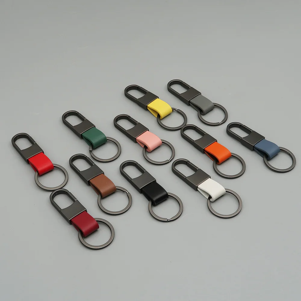 Leather Car Key Holder And Organizer Pouch With Metal Ring_voghion.com