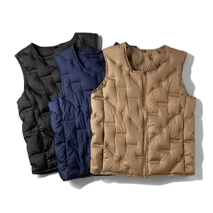 High-quality Light Thin Winter Men's Casual 2026 Warm Vest Fashionable Collarless Outerwear 100% Polyester Anti-Pilling
