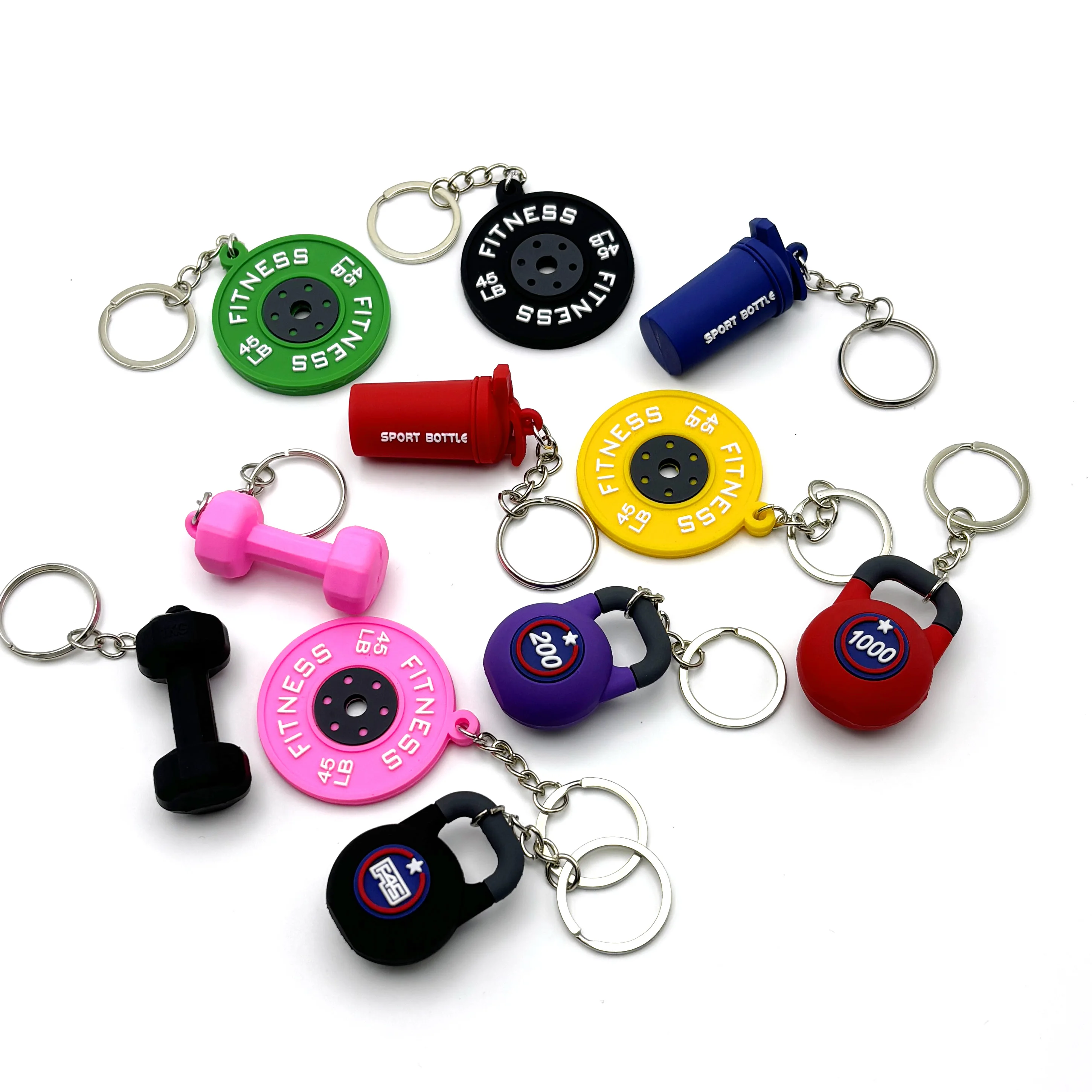 Portachiavi Fitness Set Da 2 – Disco Bodybuilding E Kettlebell In Silicone Morbido, Regalo Per Appassionati Di Palestra E Sport