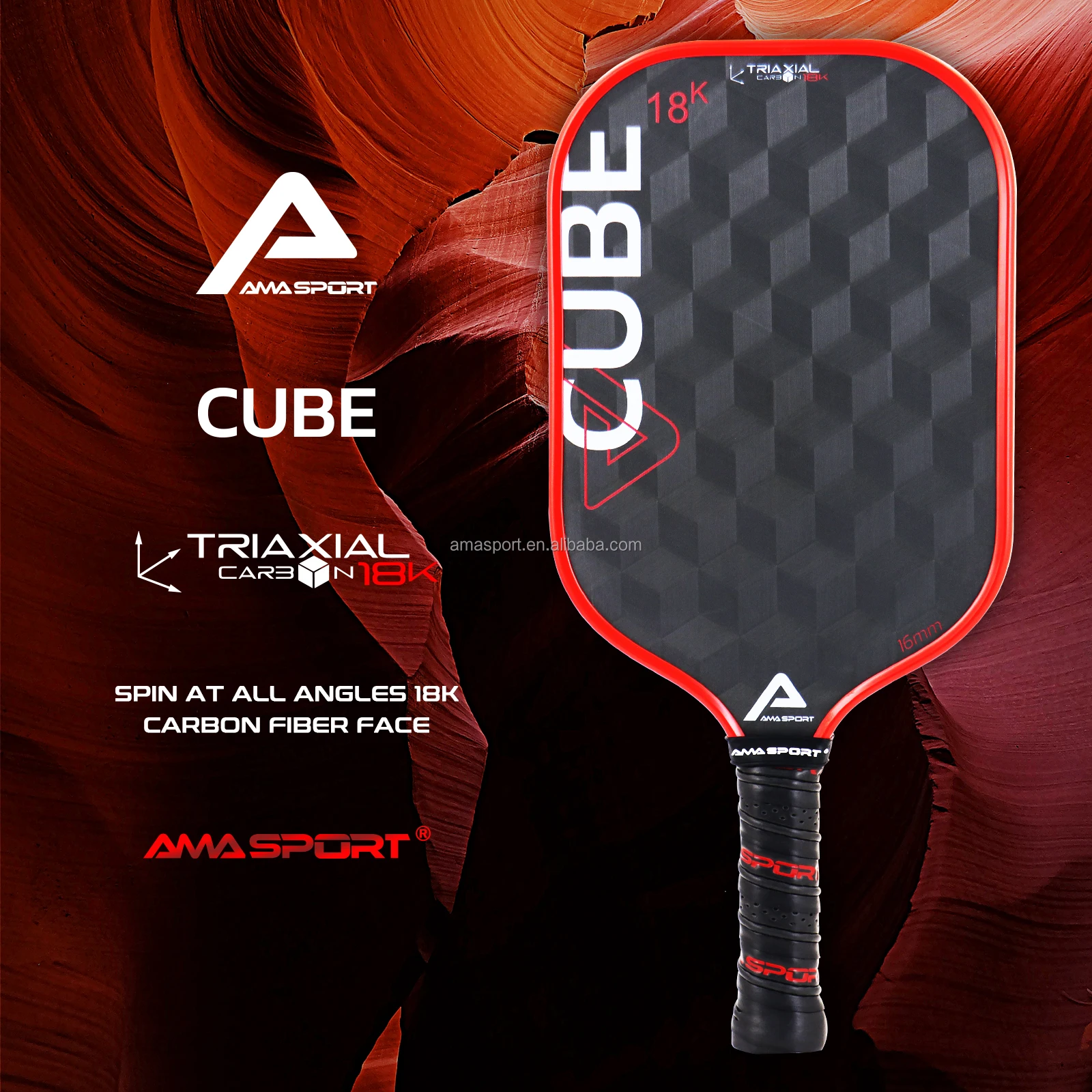 For AMASPORT 18K Carbon Fiber Custom USAPA Pickleball Paddle Racket New Arrival Durable Max Spin with Cube Surface