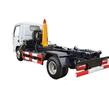Self loading and unloading garbage truck with a 5-cubic box that can be lifted