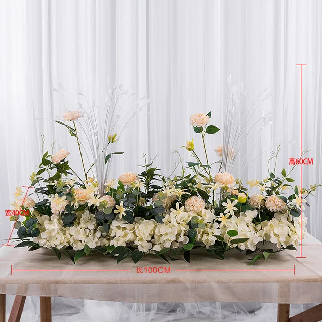 50/100cm Custom Wedding Flower Wall Arrangement Supplies Silk Peonies  Artificial Flower Row Decor for Wedding Iron Arch Backdrop
