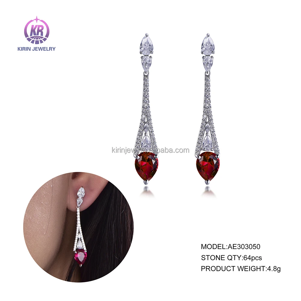 Luxury garnet earrings 925 sterling silver long earring sets for women jewelry fashion earrings trend 2022