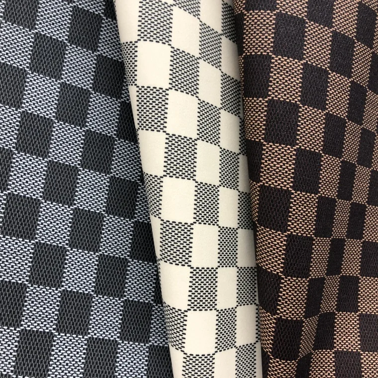 Popular Texture Square Grid Decorative Plaid Pattern PU Woven Leather for Floor Doormat Door Mat Phone Case Bag Fabric